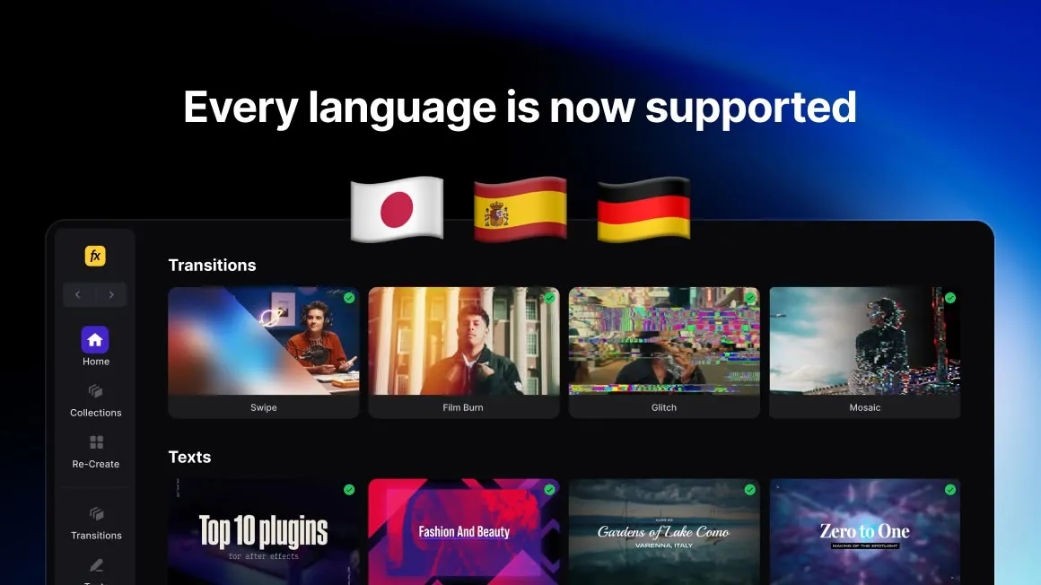 Spotlight FX now works in every language